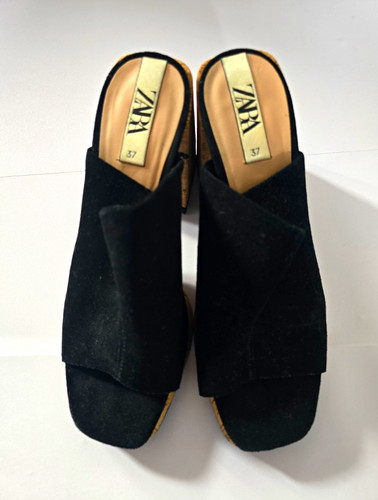 Zara black suede platform - suede,