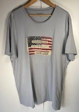 Denim & Supply Ralph Lauren T Shirt Mens 2XL Light Blue US Flag Short Sleeve