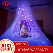 Mosquito Net for Bed with Luminous Stars Glow Bed Canopy Dome for Baby Kids Girl