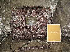 NEW MICHAEL  KORS PYTHON PRINT  BLUE BLACK LEATHER CROSSBODY BAG
