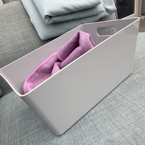 Grey plastic storage box - storage, tote