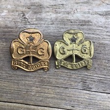 2x Vintage Metal Girl Guides Trefoil Enrolment Promise Badge