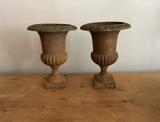 Pair Of Antique 19th Century Cast Iron Urns