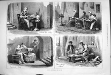 Old Antique Print 1879 Flemish