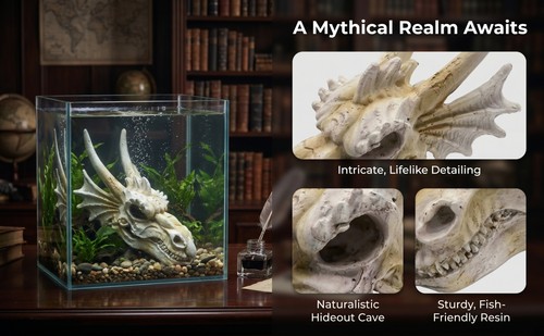 Aquarium decor resin dragon - decor,