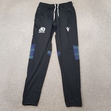 Scotland Mens Tracksuit Bottoms Medium Black Tartan Macron Rugby Training Pants