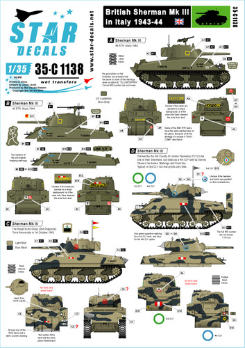 Star decals c1138 - decals,, sherman