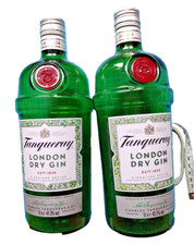 2x Tanqueray Gin 1 Litre Green embossed empty suit home brew crafts bottlelight