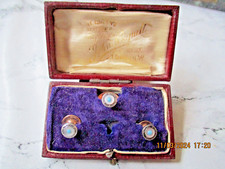 ANTIQUE VICTORIAN DRESS SHIRT STUD BOX WITH THREE STUDS by J.BIGNELL