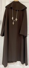 Brand new adult-male-sized Monk's Cassock with Hood and Gold-colour Necklace
