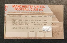 Manchester City V Manchester Utd  League Ticket 1995/96 Live Link Maine To Old T