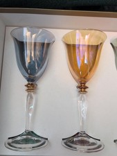 Cristalleria Coloured Wine Glasses Set of 4 Hand Made Italy - #3203