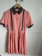 MANOUSH  Bright Orange Heart Embroidered SSleeve Cotton Dress Size UK 14 *NEW *