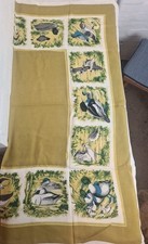 Vintage Dunmoy Irish Linen Tablecloth Duck Print Square 47" X 47" Water Birds