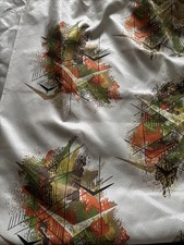 Vintage 1970s Single Curtain Panel Orange Green Brown