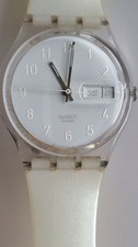 Vintage Swatch Watch White Standard  1999 Day Date Swiss