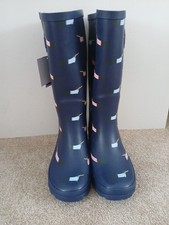 TOFS SKU WELLY Sausage Dog Print Navy Extra Wide Vegan Friendly