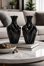 Modern black sculptural - black, vase