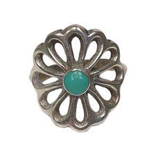 Sterling silver Sand Cast Navajo Native American Turquoise Ring Size 7