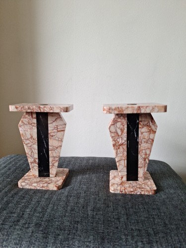 Art deco pink marble garniture - art,