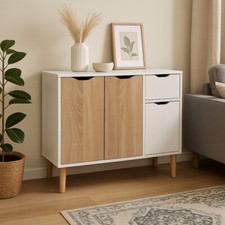 Modern Home Organizer Sideboard Living Room Storage Cabinet with 2 Door 2 Drawer