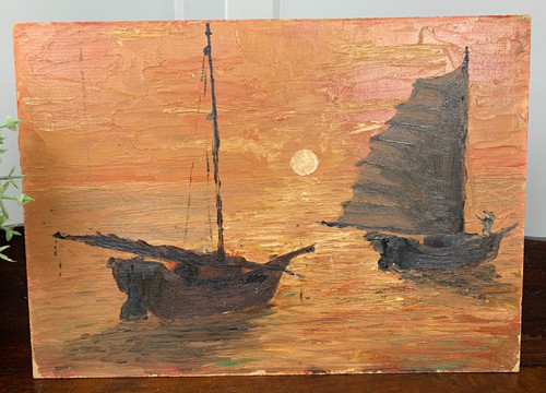 Vintage original oil board - on,