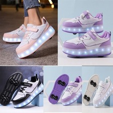 Kids LED Wheel Trainers Boys Girls Skates Shoes Flash Roller Skate Sneakers