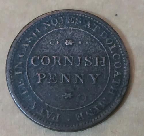 1800s cornish penny token coin - 1800s,