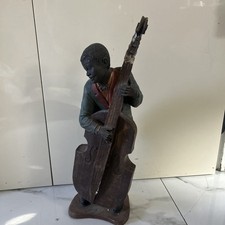 Vintage Rare New Orleans Jazz Musician Figurine 20s Double Bass Player Statue