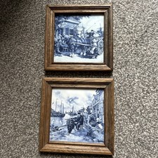 Royal Mosa Holland tiles vintage ceramic framed x 2