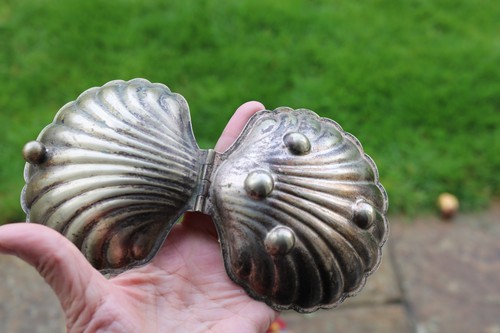 Vintage silver oyster scallop - silver,
