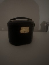 Vintage Dulwich Designs Black Leather Jewellery Box with Key & Mirror