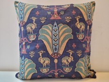 Liberty Morris Irena Vintage Cotton Blue & Adriatic Velvet Fabric Cushion Cover