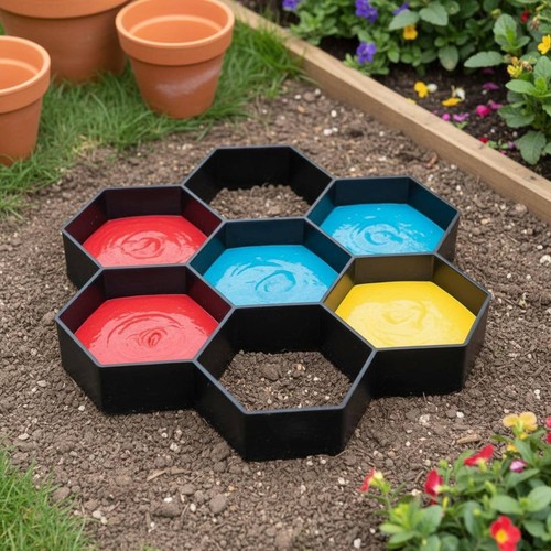 Hexagonal concrete paving mold - concrete,