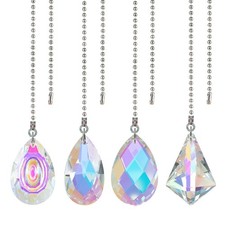 1Pc Crystal Diamond Shape Pull Chain Cord Bathroom Light Switch Chain Pendant