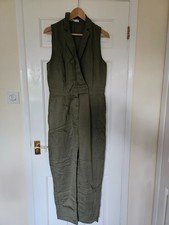 MNG -Dark Green, Sleeveless, Wrap Front, Turn Up Hem, Jumpsuit /Boiler Suit - M