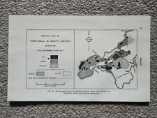 Sketch Map of Cornwall and Devon showing Metals - Vintage Mining Print - 1956
