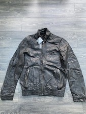 Diesel Black Gold  leather Bomber jacket Size M New