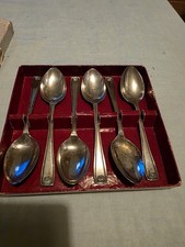 Vintage Silver Plate Tea Spoon Set In Box