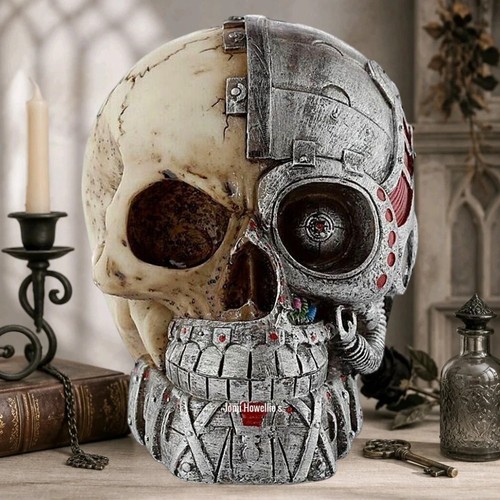Cyborg robot skull steampunk - skull,