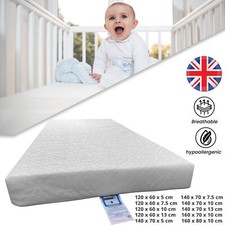 BABY COT BED TODDLER QUILTED MATTRESS WATERPROOF BREATHABLE COMFORT BABY SLEEP