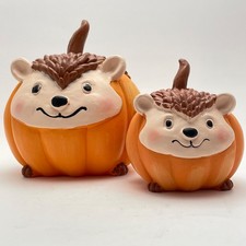 Decor - 2 Pumpkin Hedgehogs -