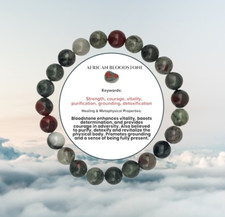 African Bloodstone 8mm Natural Gemstone Crystal Beaded Elastic Bracelet