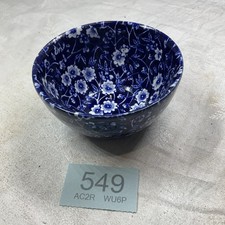 Burleigh Ironstone Calico blue sugar bowl vintage tea party 9.7 cm diameter 2” h