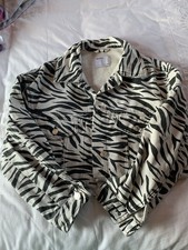 Cute Bershka Zebra Print Denim Jacket Size S New Without Tags