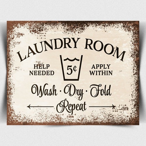 Metal sign plaque laundry room - plaque,