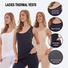 Heat Force Ladies 3 Pack Brushed Thermal Pointelle Stretch VESTS Soft Warm 