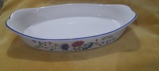 8.5” Oval Dish With Lugs  BHS Priory Tableware White Blue Floral Ceramic Vintage