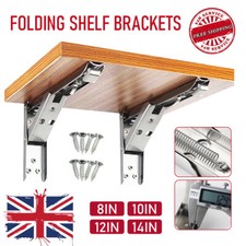 2PCS Folding Heavy Duty Shelf Bracket Triangle Bench Mounted Table Wall Hinges