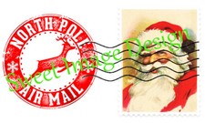 Christmas Stamp Stickers Santa Father Christmas Parcel Post North Pole Stamp